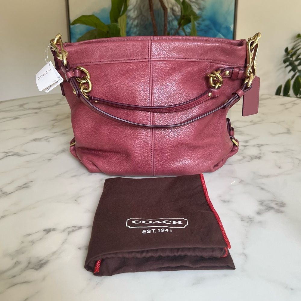 NWT Coach Brooke Pebble Leather Hobo Shoulder Bag Gold Quartz Rose 14142